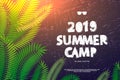 Summer Holiday and Travel themed Summer Camp poster, vector illustration. Royalty Free Stock Photo