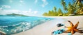 Summer holiday on tropical sea sandy beach banner. Royalty Free Stock Photo