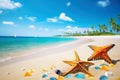 Summer holiday on tropical sea sandy beach banner. Royalty Free Stock Photo