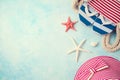 Summer holiday vacation background with beach accessories Royalty Free Stock Photo
