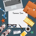 Summer holiday vacation concept, Plan illustration