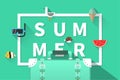 Summer holiday vacation concept, typography layout flat illustration
