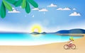 Summer Holiday. Young woman ride the bike on the beach. Healthy Royalty Free Stock Photo