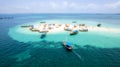 Sand bank near Stone Town. Zanzibar, Tanzania. Royalty Free Stock Photo