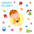 Summer holidays - Adorable sticker set - Beach party Royalty Free Stock Photo