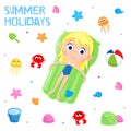 Summer holidays - Adorable sticker set - Beach party elements Royalty Free Stock Photo