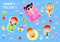 Summer holidays - Adorable sticker set - Kids and beach party elements Royalty Free Stock Photo