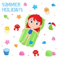 Summer holidays - Adorable sticker set - Kids beach party elements Royalty Free Stock Photo