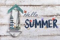 Summer holidays background with text Hello summer