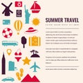 Summer holidays background with travel icons. Vector Royalty Free Stock Photo