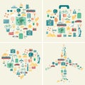 Summer holidays backgrounds collection. Holidays and Vacation concept. Travel icons. Vector Royalty Free Stock Photo