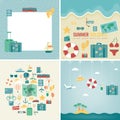 Summer holidays backgrounds collection. Holidays and Vacation concept. Travel icons. Vector Royalty Free Stock Photo