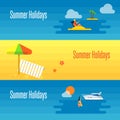 Summer Holidays Banner with Beach Umbrella