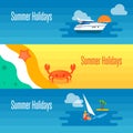 Summer Holidays Banner with Sea Crab