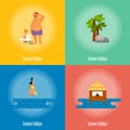 Summer Holidays Banner Set. Beach activities