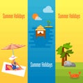 Summer Holidays Banner with Water Bungalows