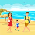 Summer Holidays on Beach Cartoon Illustration Royalty Free Stock Photo