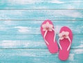 Summer Holidays. Beachwear on wooden background Royalty Free Stock Photo