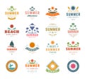 Summer Holidays Design Elements and Typography Set. Retro Vintage Templates Labels or Badges