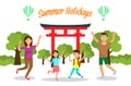 Summer Holidays in Japan Travel Vector Postcard