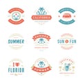 Summer holidays labels and badges retro typography design set. Royalty Free Stock Photo