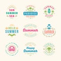 Summer holidays labels and badges retro typography design set. Royalty Free Stock Photo