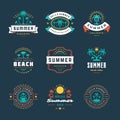 Summer holidays labels and badges retro typography design set. Royalty Free Stock Photo