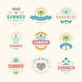 Summer holidays labels and badges retro typography design set. Royalty Free Stock Photo