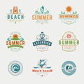 Summer holidays labels or badges retro typography vector design Royalty Free Stock Photo