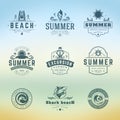 Summer holidays labels or badges retro typography vector design templates set Royalty Free Stock Photo