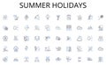 Summer holidays line icons collection. Decluttering, Arranging, Systemizing, Rationalizing, Streamlining, Simplifying