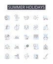 Summer holidays line icons collection. Maintenance, Repairs, Cleaning, Inspections, Upgrades, Troubleshooting
