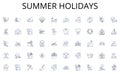 Summer holidays line icons collection. Population, Demographics, Diversity, Enumeration, Sampling, Data, Survey vector