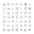 Summer holidays linear icons, signs, symbols vector line illustration set Royalty Free Stock Photo