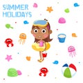 Summer holidays - Little black girl and beach time - Multicultural