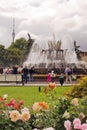 Summer holidays in Moscow, fountain in city park Royalty Free Stock Photo