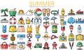 Summer and Holidays multi color icons set Royalty Free Stock Photo