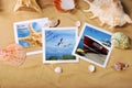 Summer holidays photos lying on the beach Royalty Free Stock Photo