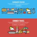 Summer holidays or sea cruise travel vector web banners template Royalty Free Stock Photo