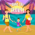Summer Holidays on Sea Resort Vector Postcard Royalty Free Stock Photo