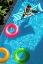 Summer Holidays Vacation. Summertime. Float Rings, Mattress Float Royalty Free Stock Photo