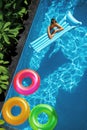 Summer Holidays Vacation. Summertime. Float Rings, Mattress Floating Royalty Free Stock Photo