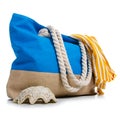 Summer holidays, vacation and travel concept. Beach handbag travel