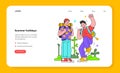 Summer holidays web banner or landing page. Two boys, brothers