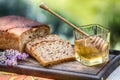 Summer honey with bread and lavender