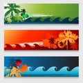 Summer horizontal beach colourful abstract banners