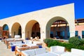 Summer hotel terrace, Crete, Greece. Royalty Free Stock Photo