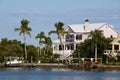 Summer Waterfront House in South Florida. Royalty Free Stock Photo
