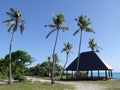 Summer-house on a beach of Mana Island Royalty Free Stock Photo