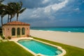 Summer house on sea panorama. Luxury beach house.